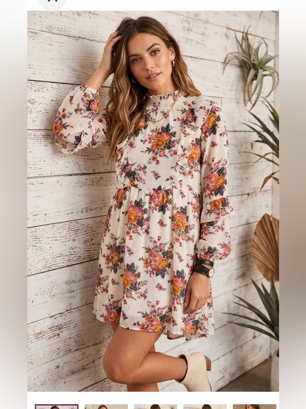 kit + sky Floral Mock Neck Ruffle Long Sleeve Dress XS NWT
Boho Cottagecore